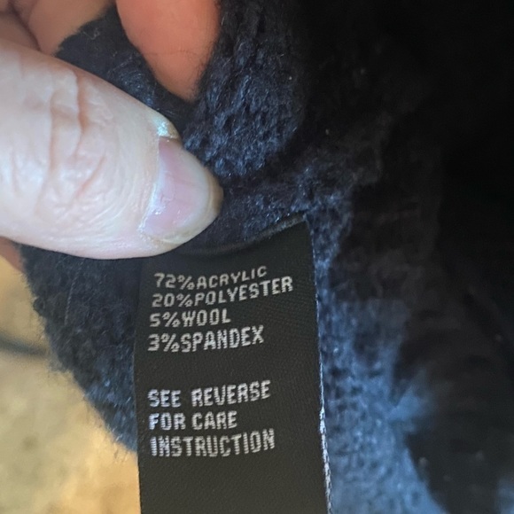 Cliche navy crew neck sweater with bright floral embroidery sz M - Picture 7 of 7